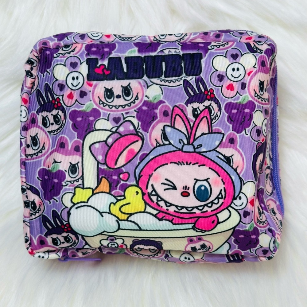Kids Labubu Cartoon Bath Pouch - Purple, Pink, and blue